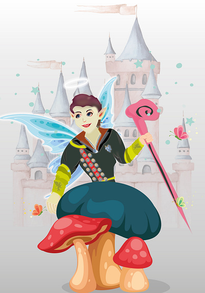 A Fairyboy with Magician Tricks butterflies castle design designs drawing fairy fairytale graphic design illusions illustions illustration latest illustrations mascot new works portrait sketches stories vector vector art works