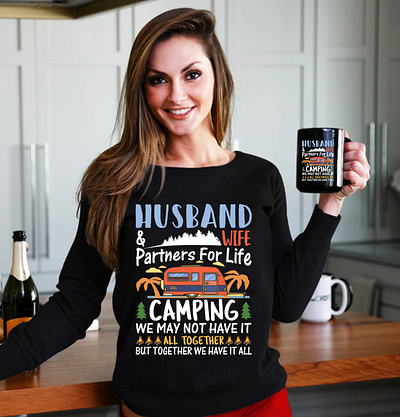 Cute Wife T-shirt branding camping design fishing t shirt illustration t shirt t shirt mockup tee tee design typography wife