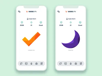 GOOSE VPN Autopilot app design menu mobile product design security settings ui ux vpn