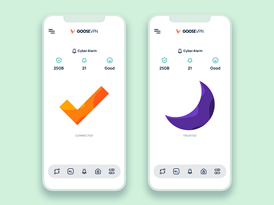 GOOSE VPN Autopilot app design menu mobile product design security settings ui ux vpn