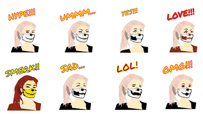 Masked Girl Emotes Designing with Mask Reactions beautiful beauty design drawing face fiver fiverr freelancer girl graphic design hidden illustration job logo mascot mask money portrait vector vector art