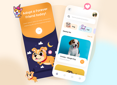 Pawfect - Pet Adoption App UI adobe xd mobile app mobile app design pet adoption app ui ui design uiux ux design