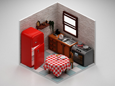 Kitchen 3D Isometric Model 3d 3d blender 3d icon 3d illustration 3d isometric 3d kitchen blender illustration isometric 3d isometric icon isometric kitchen kitchen 3d