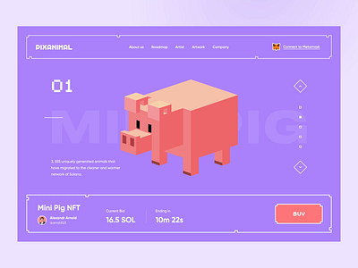 Pixanimal - NFT Marketplace Website animation blockchain crypto art crypto exchange crypto web cryptocoin cryptocurrency cryptodesign cryptowallet defi doge ethereum landing page nft nft art platform solana token website