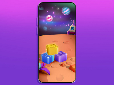 Empty Planet background brick casual game concept art flower gem illustration planet rocket space