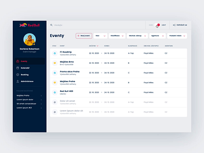 Event planner dashboard clean dark dashboard event interface mode planner ui webdesign