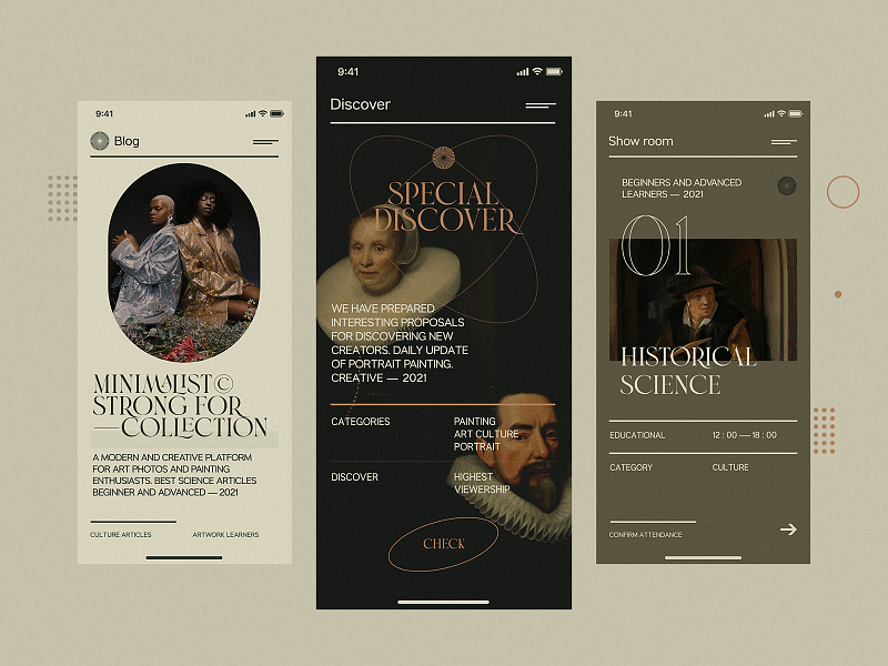 Historical Science - Website mobile concept art artist concept design figma historical history minimalist mobile painting photoshop retro science ui ux web design website