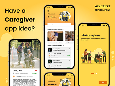 Caregiver Concept UI - App Idea agicent alzheimer android app app design caregiver child care create an app design elder care family health home health care hospitality ios app love pet care senior care support ui ux