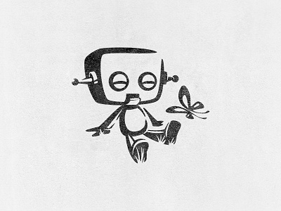 Robot & Butterfly (Logo for sale) branding butterfly cartoon character design design illustration logo logo design mascot mascot design retro robot rugged vintage