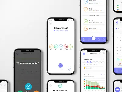 Mood Tracking App app designing apps designing graphic design icons iphone apps ui user interface ux