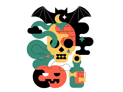 Halloween, T-shirt apparel bat halloween nature pumpkin skull snake threadless tshirt