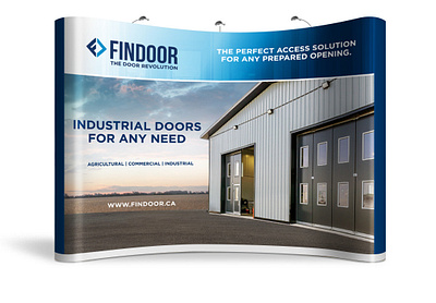 FINDOOR trade show backdrop backdrop banner billboard ad branding design graphic design pop up retractable roll up trade show tradeshow tri fold