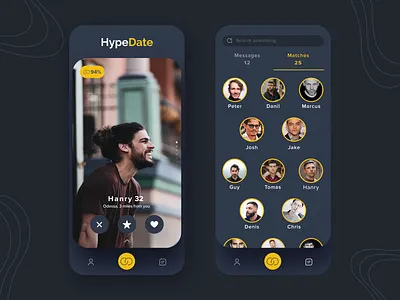 Dating application HyperDate app application date dating love lovestory mobile ui