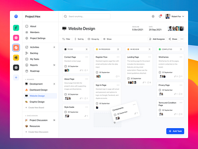 Project Management Dashboard - Light Mode board clean dashboard kanban management minimalist project management ui ui design web app