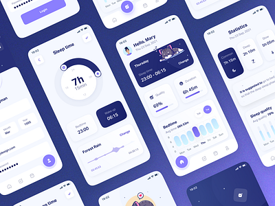 Leepy mobile app android branding design flat graphic design health home illustration ios layo login logo mobile app sleep statistic studio ui user experience user interface ux