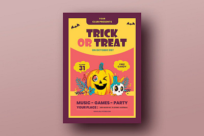 Trick Or Treat Halloween Candy Festival Flyer catalog clean design flyer halloween halloween flyer halloween poster horror illustration indesign magazine movie movier october print printable template thriller treat trick