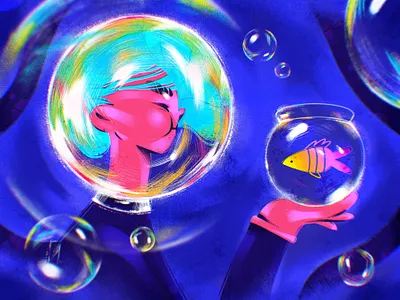 Freedom art artwork character drawing fish illustration ocean procreate space suit texture water