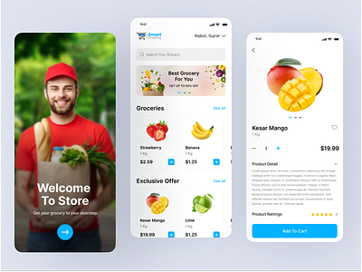 Shop fresh, and save time with the Smart Grocery app app application design design ecommerce app grocery grocery app ui ui ux