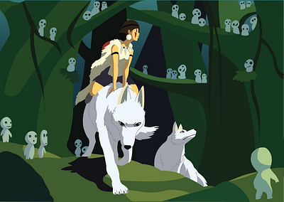 princesse mononoke animal cute design ghibli illustration illustrator illustrator art