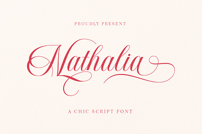 Nathalia alternate branding calligraphy card design elegant femine flower handwritten logo script wedding