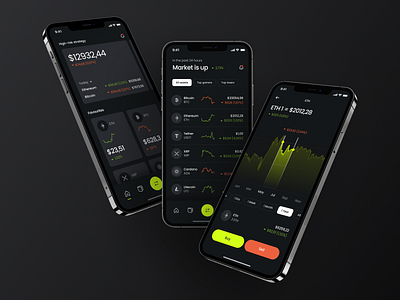 Cryptocurrency Exchange App analytics app app design app ui application concept crypto crypto app cryptocurrency dark theme exchange interface mobile mobile app mobile ui trading app ui ui visual design user interface ux