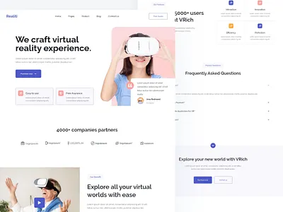 Virtual Reality Landing Page design ui ux
