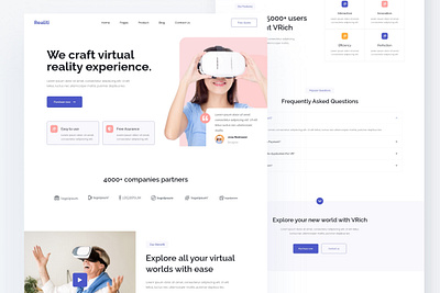 Virtual Reality Landing Page design ui ux