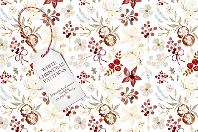 White Christmas Patterns christmas fabrics flowers seamless pattern watercolor