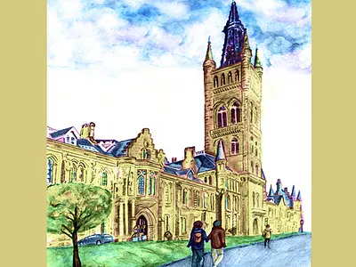 University of Glasgow sketch by Brian Mcguffie brian mcguffie glasgow university sketch university of glasgow sketch