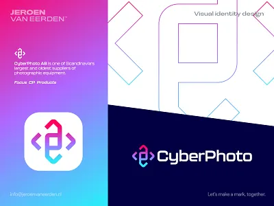 CyberPhoto - Logo Redesign brand identity design branding creative brand creative logo cyber equipment gradient logo lettermark logo logo redesign monogram photo photograph scandinavia store supplier sweden visual identity design