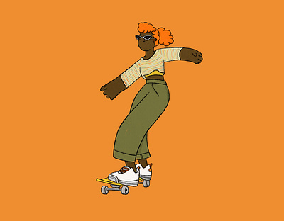 Sk8er girl 2 design graphic design illustration procreate skateboard skatergirl skating sketch