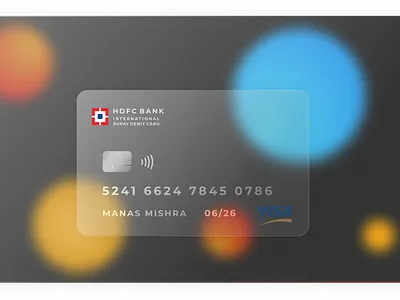 Glassmorphism Debit Card branding credit card debit card design finance glassmorphism graphic design hdfc india mobile payment ui ux