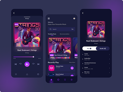 Music Player App app appdesign designoftheday dribbblebestshot gradient music musicapp musicplayer musicplayerapp player uidesign uitrends uiux