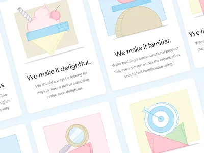 Our Design Principles branding design principles guidelines ice cream illustration love principles shapes target values