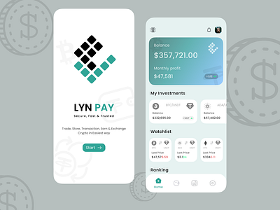 LYNPAY Crypto Trade App app bitcoin concept crypto crypto exchange crypto wallet cryptocurrency cryptomarket ethereum investment app mobile design portfolio ui ux wallet