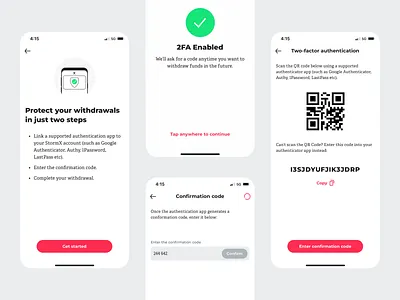 Two-factor authentication setup 2fa crypto crypto currency finance fintech minimal two factor authentication ui