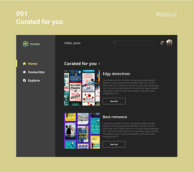 #091 Curated for you curated for you dailyui dailyui 091 dailyuichallenge