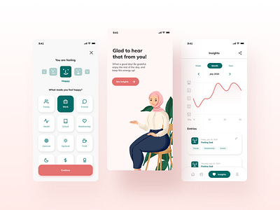 Growth - Mental Health Professional Finder - Mood Tracker anxious branding consultation consultation booking design happy health illustration mental mental health mental health app minimal mood mood tracker psychologist sad track ui uiux ux