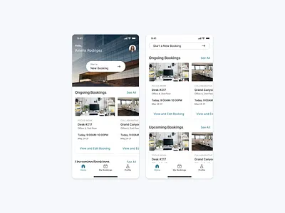 Home Screen of Comfyapp- Hybrid Office Space Management App clean comfyapp design illustration material minimal modern siemens ui uset study ux