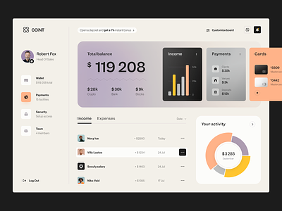 Coint Dashboard design interface product service startup ui ux web website