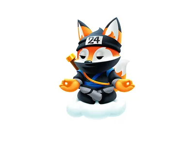 Fox Mascot Character animal art character digital art fox fox character fox illustration fox logo fox mascot hosting company illustration illustrator logo mascot mascot design mascot logo meditating ninja symbol vector