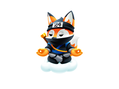 Fox Mascot Character animal art character digital art fox fox character fox illustration fox logo fox mascot hosting company illustration illustrator logo mascot mascot design mascot logo meditating ninja symbol vector