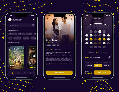 Cinema io - Cinema Booking App app booking app branding cinema cinema booking design film graphic design icon movie movie app movie booking movie booking app ui ux vector