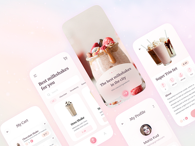 Milkshakes Delivery App android beverage clean design clear ui delivery app design drinks food delivery food delivery app ios light milkshake minimal mobile app mobile app design ui