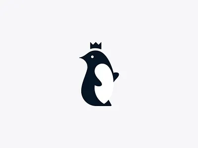 Emperor animal arctic black crown emperor king logo minimal penguin white