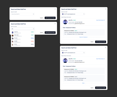 Search and Select Staff design ui ux