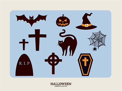 Holloween Elements alphabet black cat cross design drawing elements font art halloween hat illustration image font pumkin rip typogaphy