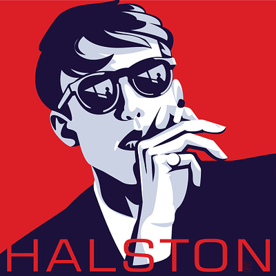 Halston branding celebrity character designer face fashion graphic graphic design halston illustration logo portrait poster sun glasses ui vector