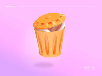 Recycle Bin 🗑️ 3d 3d illustration app icon bin clean eco empty state friendly icon illustration keyshot mobile illustration null orange recycle render reward illustration waste web web illustration