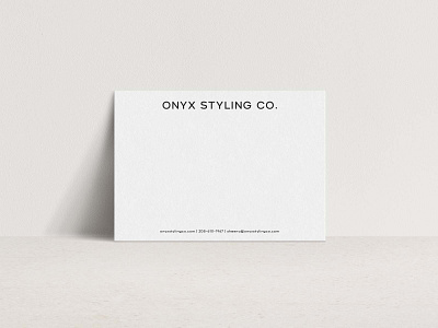 Onyx Styling Co. Custom Notecard Design branding custom stylist design graphic design logo logo design luxurious luxury brand design minimal brand design modern brand design modern logo design notecard notecard design personal styling style stylist typography vector wardrobe wardrobe curation